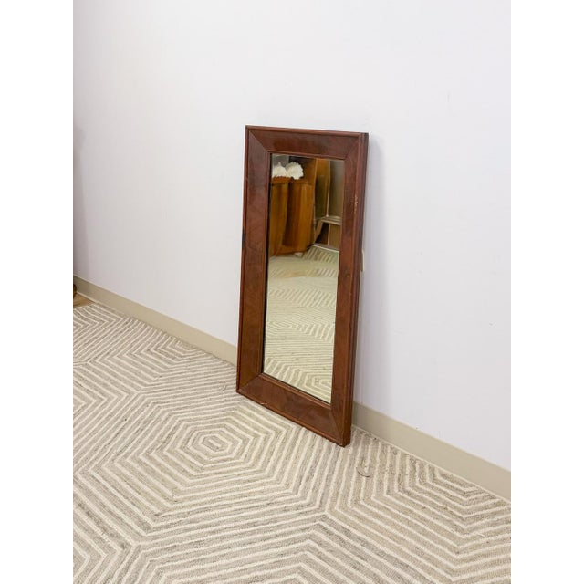 Wood Vintage MCM Tigerwood Inlay Rectangular Mirror Mid-Century Rare Find For Sale - Image 7 of 7