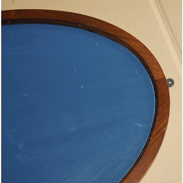 Art Deco Venetian Mercury Plate & Hardwood Framed Oval Mirror, 1920s For Sale - Image 4 of 10