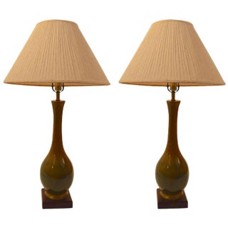 Teardrop Ceramic High Glaze Table Lamps - a Pair For Sale