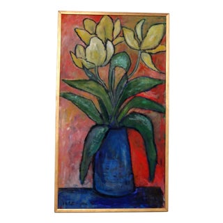 Elisabeth Sellergren, Bold Flower Motif, 1978, Oil on Panel, Framed For Sale