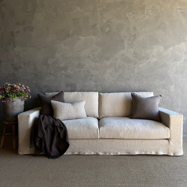 Textile 100% Hemp Slip Covered Sofa With Down Cushions For Sale - Image 7 of 13