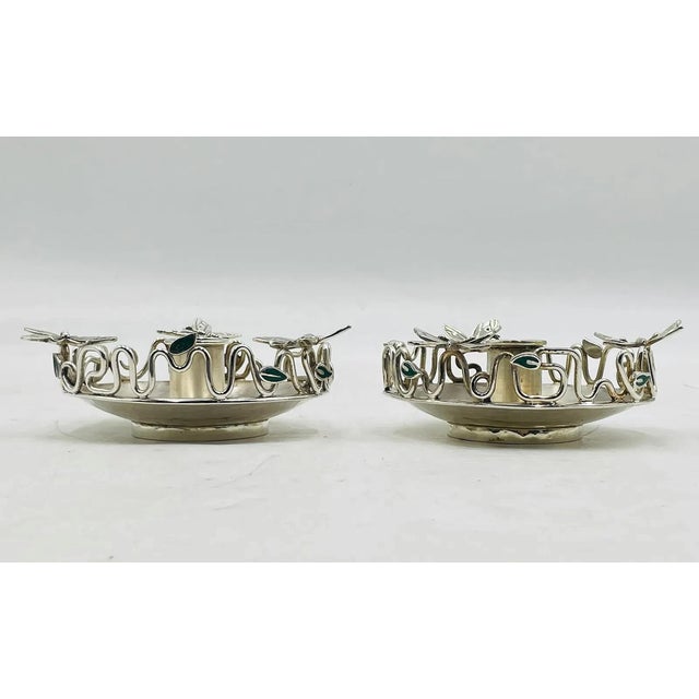 Mexican 1980s Pair of Silver-Plated Candle Holders by Emilia Castillo, Mexican Modernism For Sale - Image 3 of 13