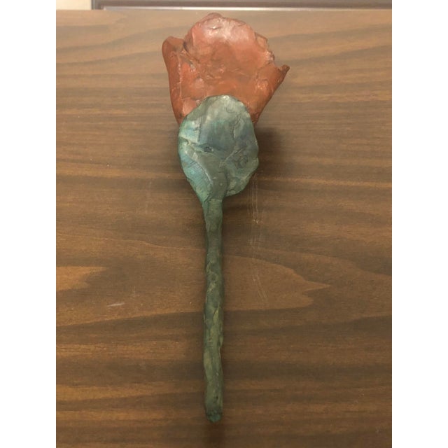 Late 20th Century Brutalist Cast Iron Rose Sculpture For Sale - Image 10 of 11