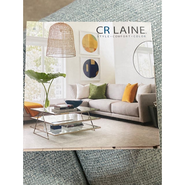 C.R. Laine Furniture C. R. Laine Kendrick Swivel Chair in Thibaut Everly Spa Blue For Sale - Image 4 of 17