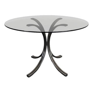 Space Age Table with Smoked Glass Top and Chrome Base, 1970s For Sale
