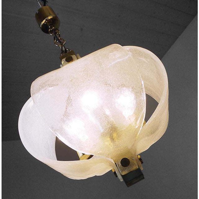 German Frosted Murano Glass Petals & Brass Pendant Lamp from Kaiser Idell / Kaiser Leuchten, 1960s For Sale - Image 6 of 10