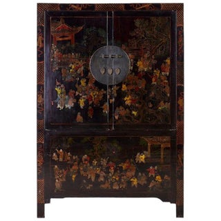 Chinese Qing Style Lacquered Wedding Cabinet Chest For Sale