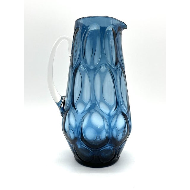 Blue Carafe with Glasses from Empoli, 1960s, Set of 6 For Sale - Image 4 of 17