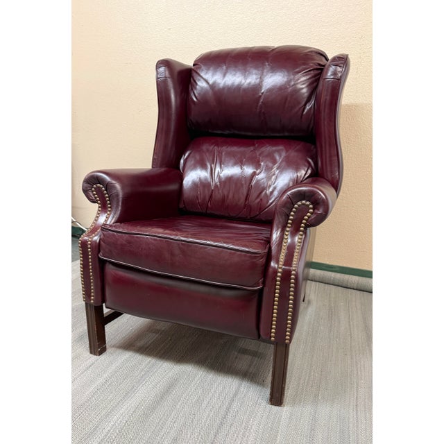 Bradington Young Chippendale Hi-Leg Recliner, Burgundy For Sale - Image 9 of 12
