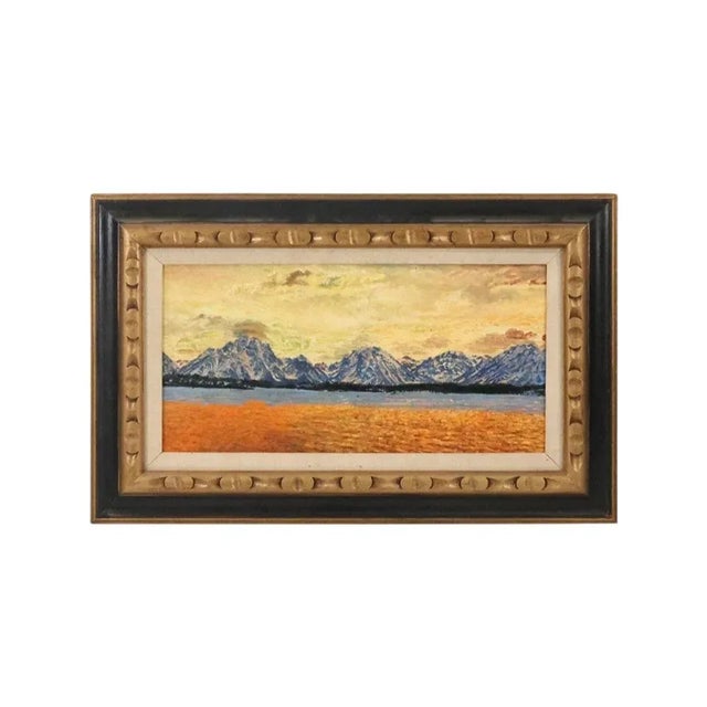 Circa 1970, Vintage Framed American Western Mountain Range Landscape Oil Painting For Sale - Image 10 of 10