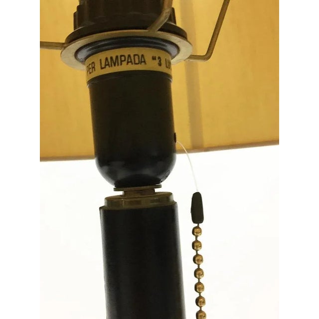 Italian Black Leather Table Lamp in the Style of Jacques Adnet For Sale - Image 4 of 8
