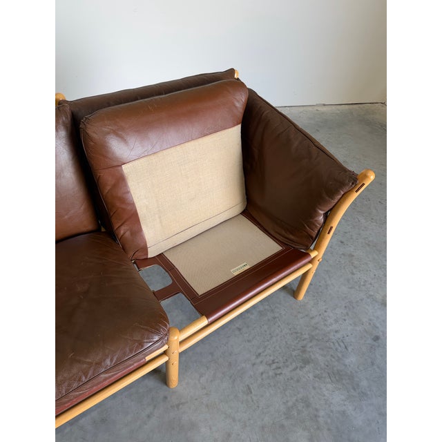 Brown Arne Norell Ilona Safari 2 Seat Sofa in Brown Leather, Sweden 1960’s For Sale - Image 8 of 12