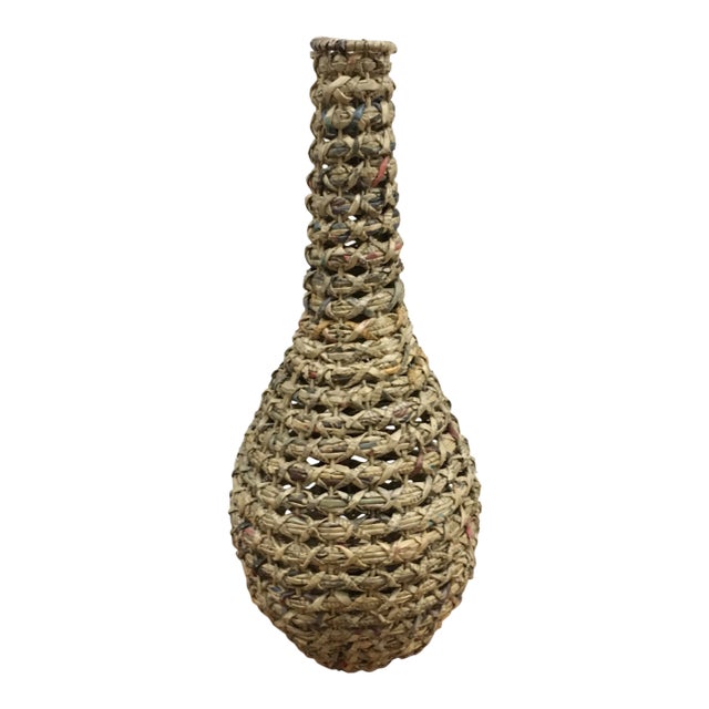 Vase Vintage Woven Paper For Sale