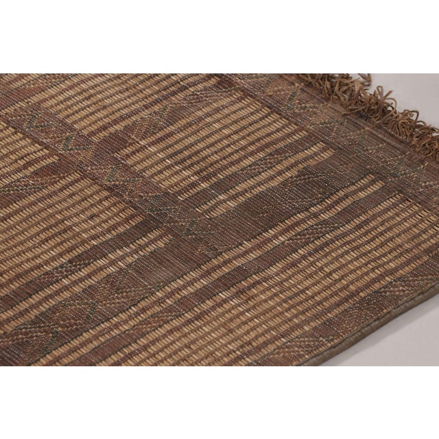 Beige Square Vintage Tuareg Mat, Tribal Geometric Motifs in Beige-Brown - Rug & Kilim For Sale - Image 8 of 10