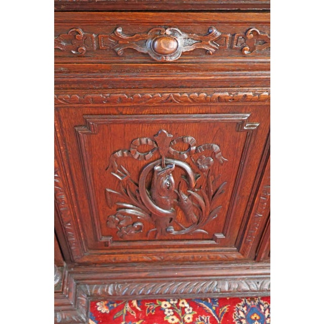 19th Century French Renaissance Revival Oak Cabinet Buffet Sideboard Huntboard For Sale - Image 13 of 14