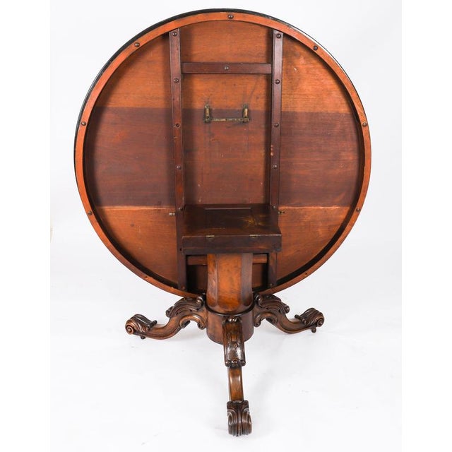 Antique Victorian Burr Walnut Marquetry Loo Table and Chairs, 1800s, Set of 7 For Sale - Image 6 of 18