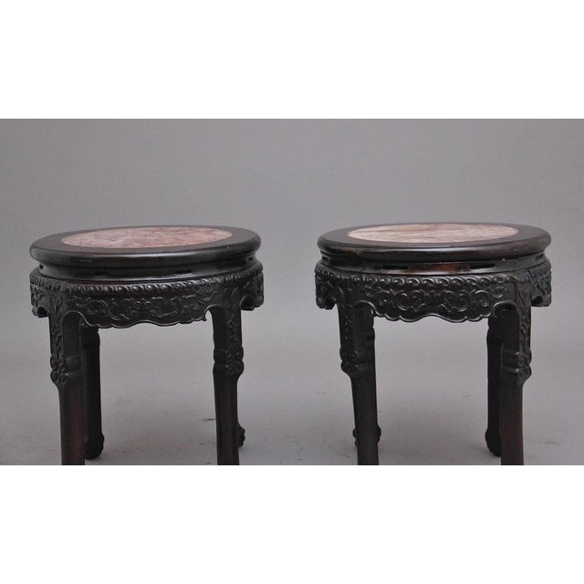 Chinese Carved Hardwood Occasional Tables, 1880s, Set of 2 For Sale - Image 3 of 11