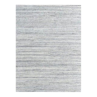 6x9 Gray Hand-Knotted Wool Striated Textured Look Geometric Modern Carpet Rug For Sale