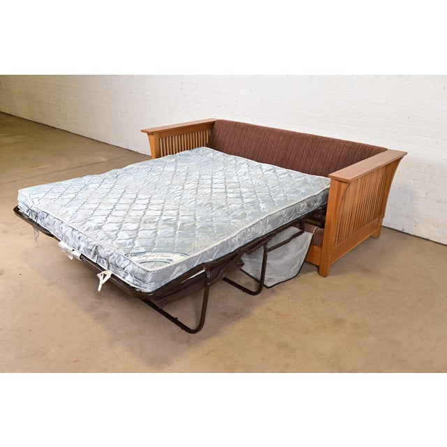 Stickley Mission Oak Arts and Crafts Spindle Sleeper Sofa For Sale - Image 12 of 18