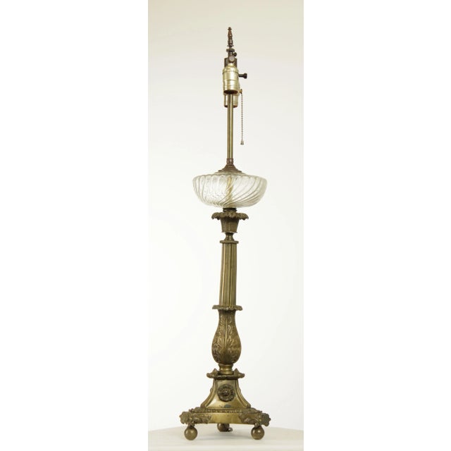 Traditional Antique 19th Century French Bronze Astral Table Lamp For Sale - Image 3 of 13