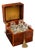 Victorian Sheraton Revival Mahogany Decanter Box with Atlantis Decanters, 1800s, Set of 5 For Sale