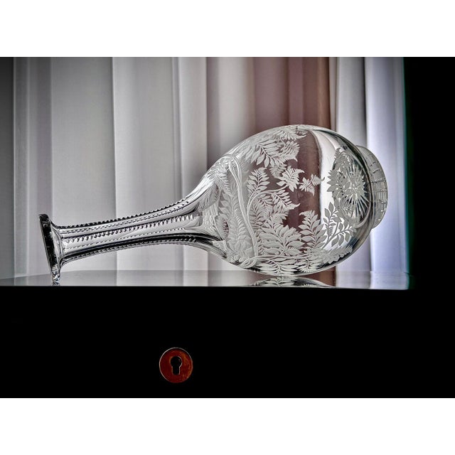 Victorian Stourbridge Fern Engraved Glass Decanters, 1880, Set of 2 For Sale - Image 6 of 17