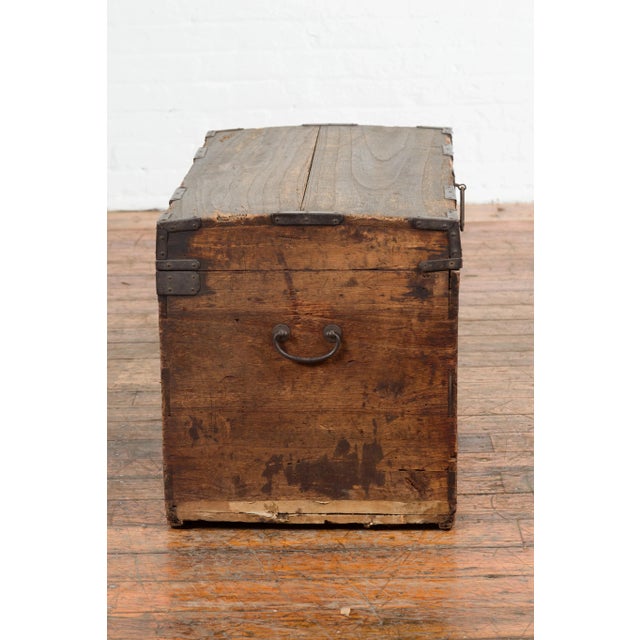 Japanese Meiji Period 19th Century Blanket Chest with Iron Hardware and Patina For Sale - Image 4 of 13