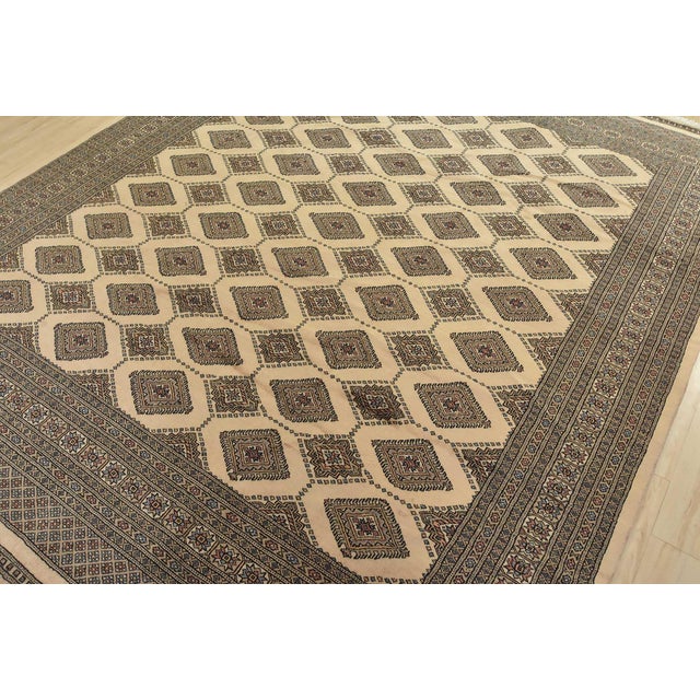 Tribal Bokhara Jaldar Rug 8′ X 9’6” Beige Wool Tribal Hand-Knotted Oriental Carpet For Sale - Image 3 of 14