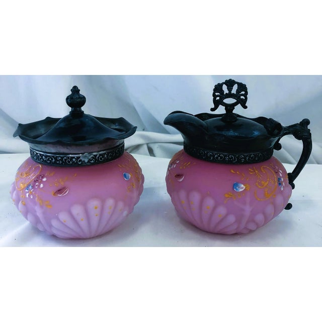 18th Century Aesthetic Victorian Art Glass Cream and Sugar Set For Sale In Birmingham - Image 6 of 6
