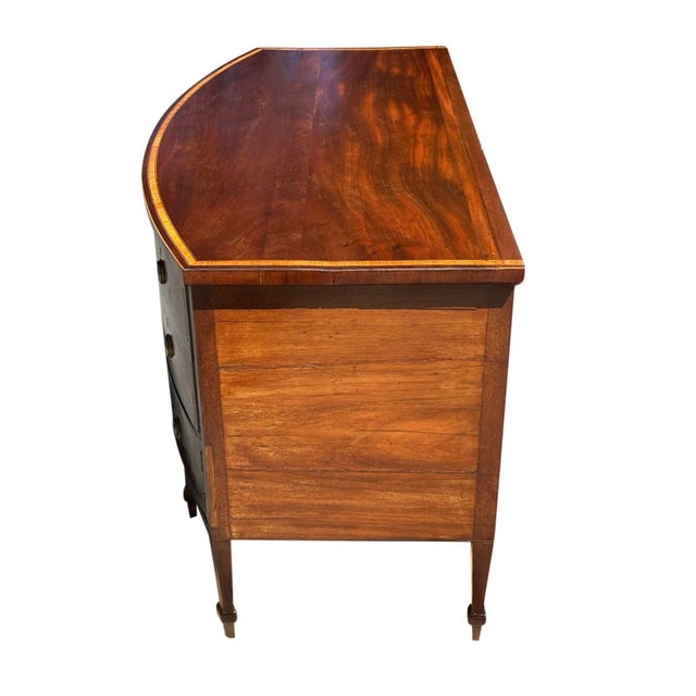 Antique George III Mahogany & Satinwood Inlay Bowfront Sideboard - Bottle Drawer For Sale - Image 10 of 12