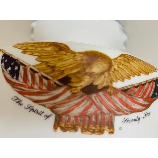 Antique American Ragle and flag milk glass lamp shade. Bottom openning 7”, upper 3”.