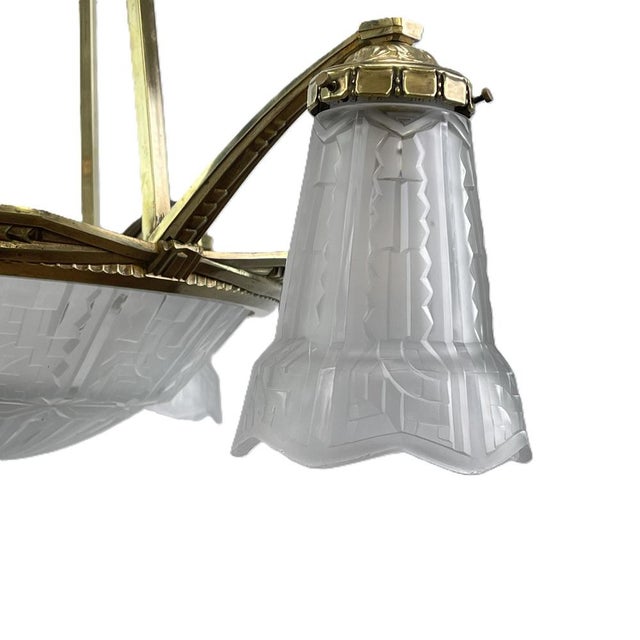 Art Deco Bronze Ceiling Lamp by P. Maynadier, 1930s For Sale - Image 11 of 14