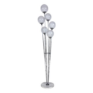 Alberello Floor Lamp in Chrome and White Smoked Glass from Stilnovo, Italy, 1960s For Sale