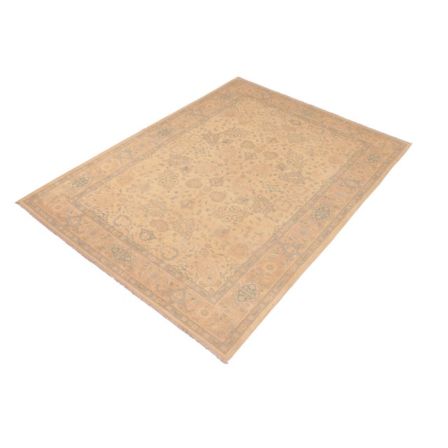 Art Nouveau Boho Chic Tan/Gold Wool Rug - 6'1'' X 8'10'' For Sale - Image 3 of 10