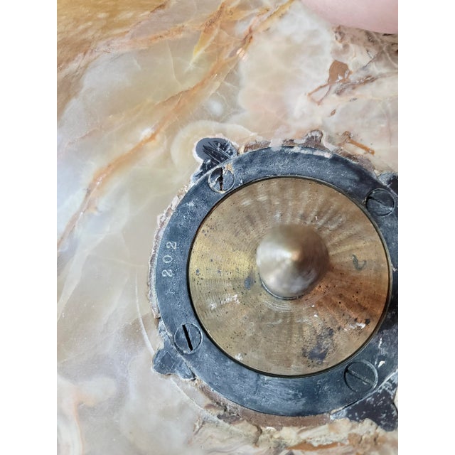 19th Century French Empire Light Green Variegate Onyx & Bronze Pedestal For Sale - Image 11 of 11