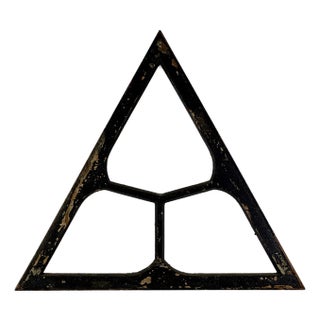 Vintage Architectural Salvage Wood Triangular Honeycomb Decorative Window Frame For Sale