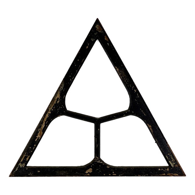 Vintage Architectural Salvage Wood Triangular Honeycomb Decorative Window Frame For Sale