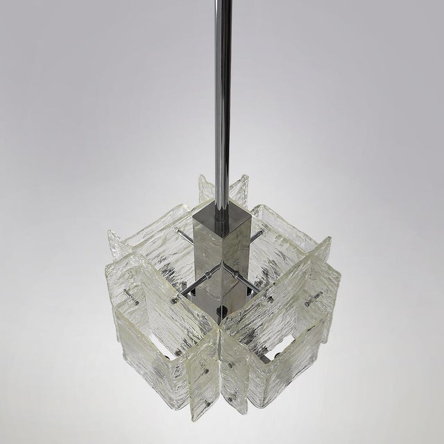 Modern Vintage Chandelier in Chromed Metal and Glass, 1970s For Sale - Image 3 of 16