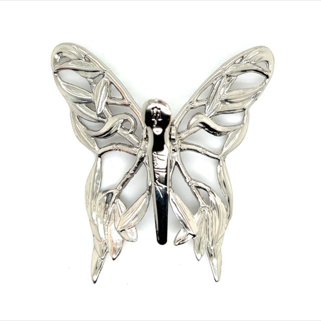1990s John Hardy Estate Ladies Butterfly Brooch & Scarf Clip Rhodium Plated For Sale In New York - Image 6 of 6