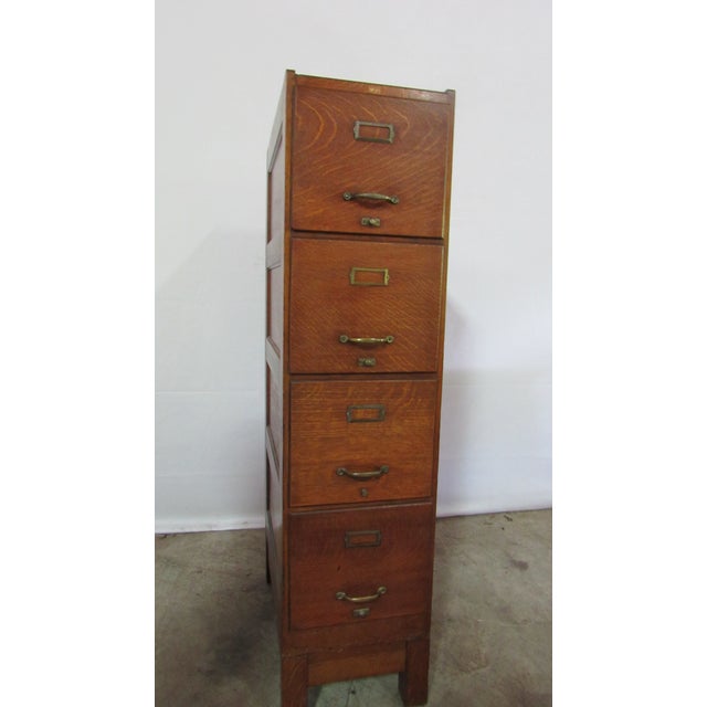 Weiss Antique Oak File Cabinet Cupboard Rare Weis For Sale - Image 4 of 9