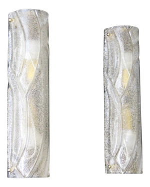 White Textured Murano Glass Draped Wall Lights in the style of Mazzega, 2000s, Set of 2