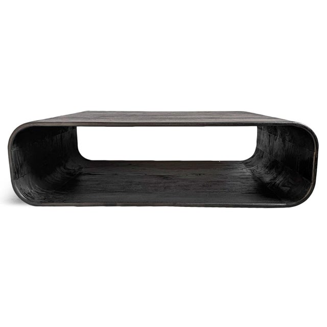 Black Black Rounded Shelf Coffee Table For Sale - Image 8 of 11