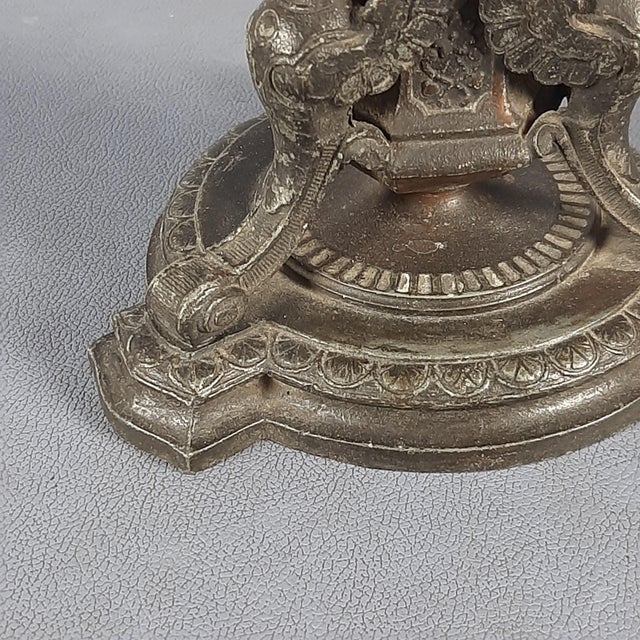 Antique Empire Style Burnished Antimony Candlestick, 1890s For Sale - Image 10 of 13