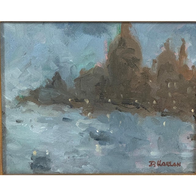 David Harlan, American, 1933-2023. Grand Canal Evening, oil on panel ca. 1970. Signed lower right, titled on verso.