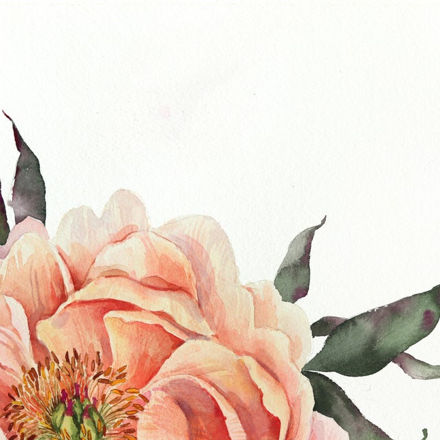 Realism Peonies - Floral Watercolor Painting on Paper Original Artwork by Anna Kudriashova For Sale - Image 3 of 5