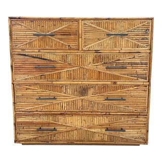 Vintage Stacked Rattan Dresser For Sale