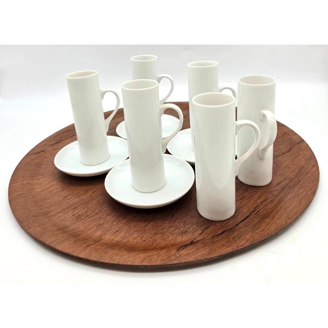 Ceramic Mid 20th Century Lagardo Tackett White Porcelain Espresso Demitasse Cups, Set of 6 For Sale - Image 7 of 12