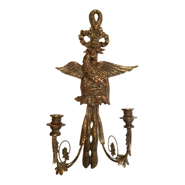 American Federal Style Eagle Wood Carved Two-Light Sconce For Sale