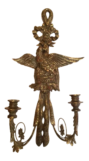 American Federal Style Eagle Wood Carved Two-Light Sconce