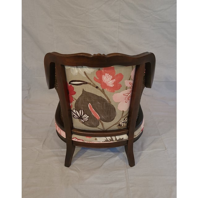 Mid 20th Century Vintage Floral Cane Lounge Chair For Sale - Image 4 of 7